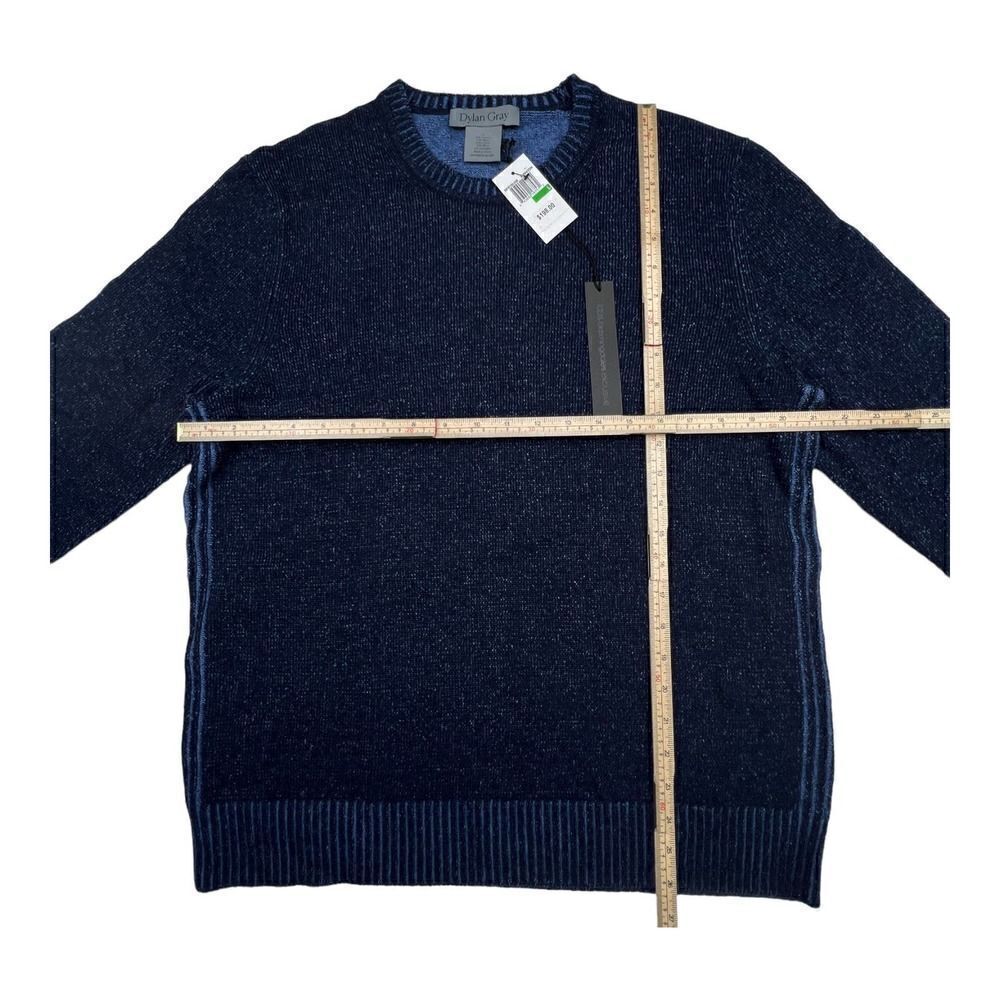 New Dylan Gray Men US L Wool Sweater Navy Blue Sweatshirt Crew Neck Long Sleeve - Picture 5 of 7